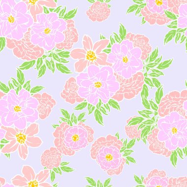 Sorunsuz vintage tarzı çiçek deseni. Renkli çiçek öğeleri