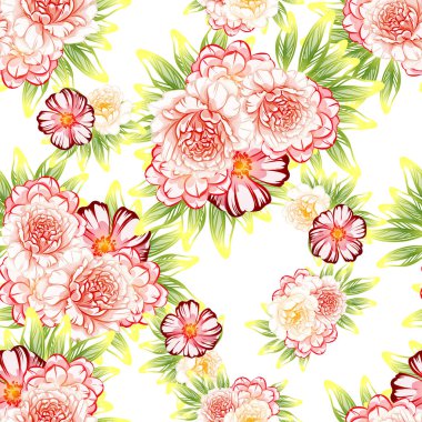 Sorunsuz vintage tarzı çiçek deseni. Renkli çiçek öğeleri