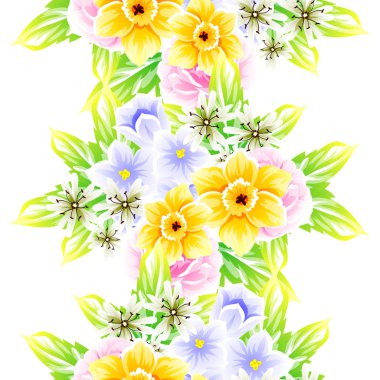 Sorunsuz vintage tarzı çiçek deseni. Renkli çiçek öğeleri