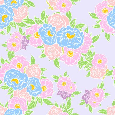 Sorunsuz vintage tarzı çiçek deseni. Renkli çiçek öğeleri