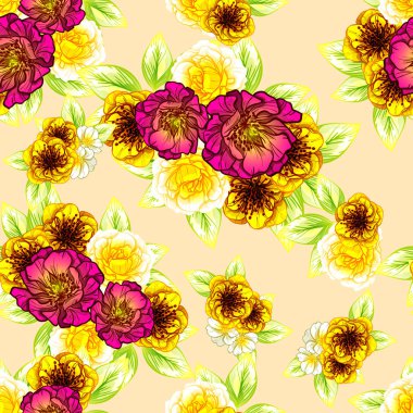 Sorunsuz vintage tarzı çiçek deseni. Renkli çiçek öğeleri