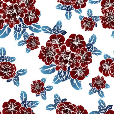 Sorunsuz vintage tarzı çiçek deseni. Renkli çiçek öğeleri