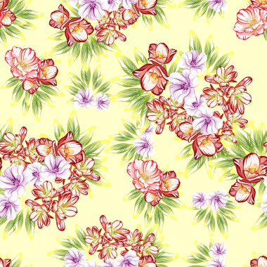 Sorunsuz vintage tarzı çiçek deseni. Renkli çiçek öğeleri