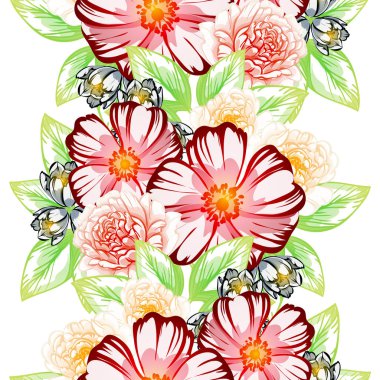 Sorunsuz vintage tarzı çiçek deseni. Renkli çiçek öğeleri