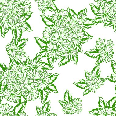 Sorunsuz vintage tarzı tek renkli renkli çiçek deseni. Çiçek öğeleri.