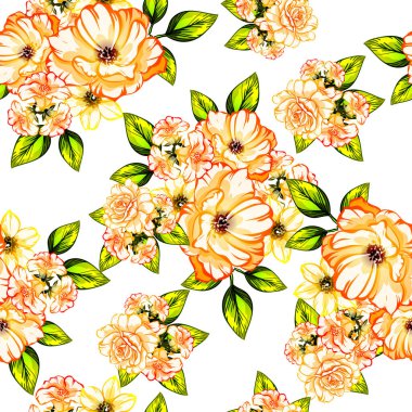 Sorunsuz vintage tarzı çiçek deseni. Renkli çiçek öğeleri