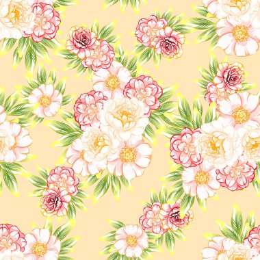 Sorunsuz vintage tarzı çiçek deseni. Renkli çiçek öğeleri