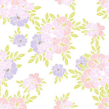 Sorunsuz vintage tarzı çiçek deseni. Renkli çiçek öğeleri