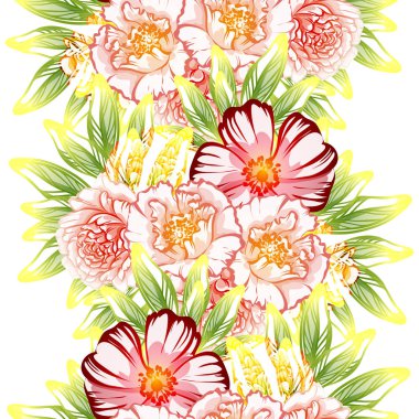 Sorunsuz vintage tarzı çiçek deseni. Renkli çiçek öğeleri