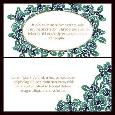 Vintage tarzı çiçek düğün kartları ayarlayın. Tek renkli renkli çiçek öğeleri ve çerçeveler.