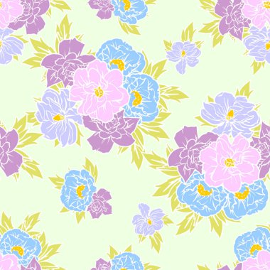 Sorunsuz vintage tarzı çiçek deseni. Renkli çiçek öğeleri