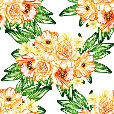 Sorunsuz vintage tarzı çiçek deseni. Renkli çiçek öğeleri