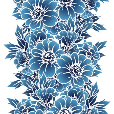 Sorunsuz vintage tarzı tek renkli renkli çiçek deseni. Çiçek öğeleri.