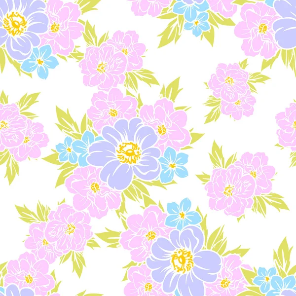 Naadloze Vintage Stijl Bloemenpatroon Floral Elementen Kleur — Stockvector