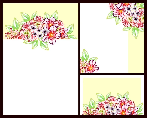 Set Cărți Nuntă Stil Vintage Elemente Cadre Florale — Vector de stoc