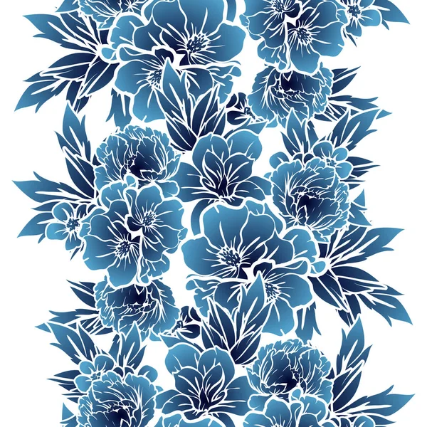 Estilo Vintage Inconsútil Patrón Flores Color Monocromo Elementos Florales — Vector de stock