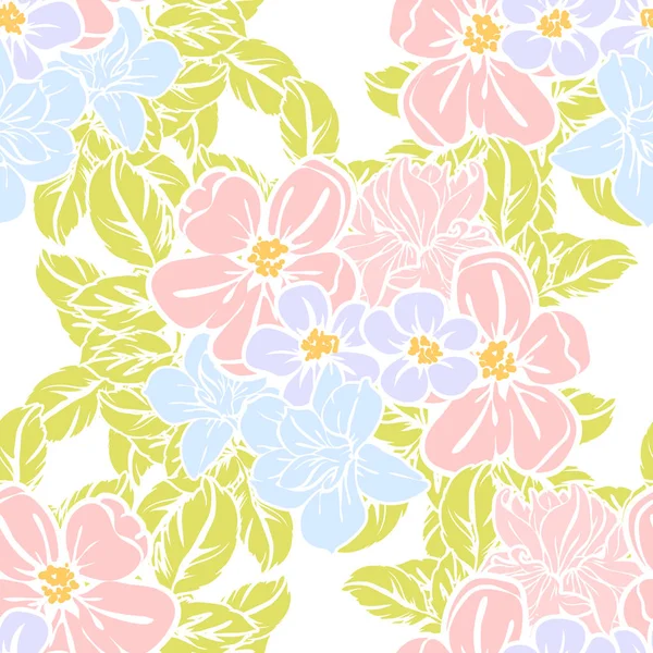 Patrón Flores Estilo Vintage Sin Costuras Elementos Florales Color — Vector de stock