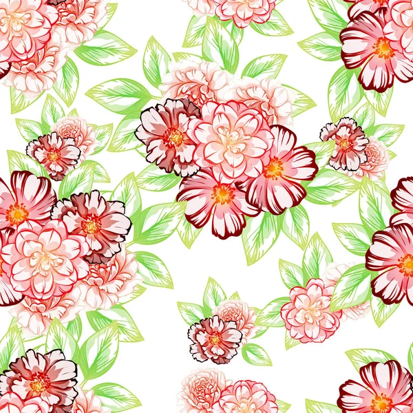 Modèle Fleur Style Vintage Sans Couture Éléments Floraux Couleur — Image vectorielle