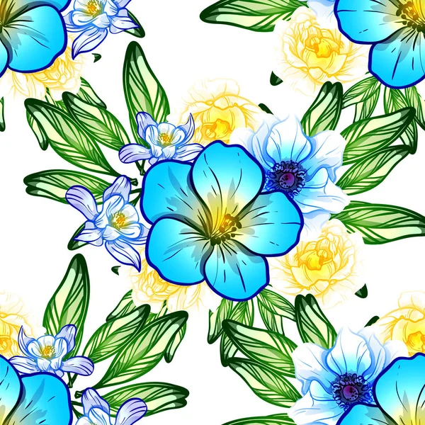 Naadloze Vintage Stijl Bloemenpatroon Floral Elementen Kleur — Stockvector