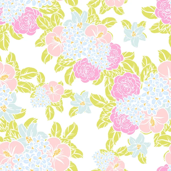 Naadloze Vintage Stijl Bloemenpatroon Floral Elementen Kleur — Stockvector