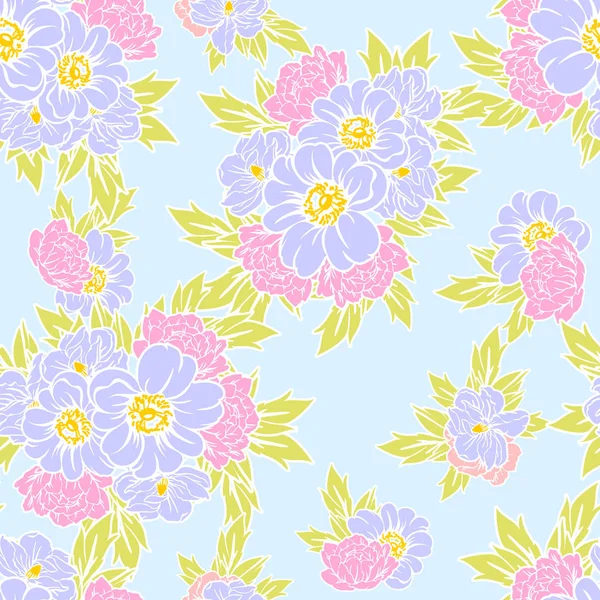 Modèle Fleur Style Vintage Sans Couture Éléments Floraux Couleur — Image vectorielle