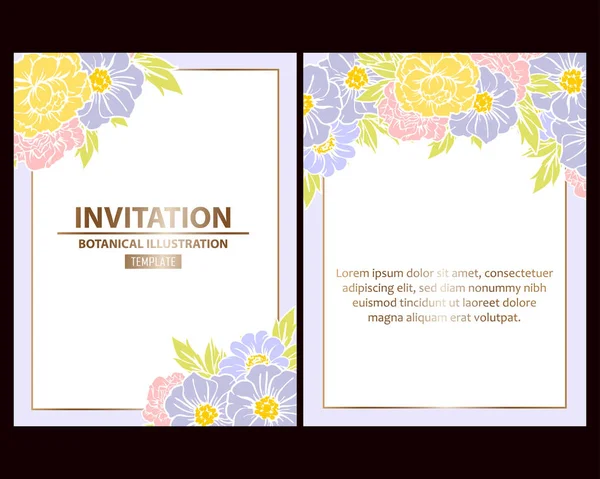 Vintage Style Flower Wedding Cards Set Floral Elements Frames — Stock Vector