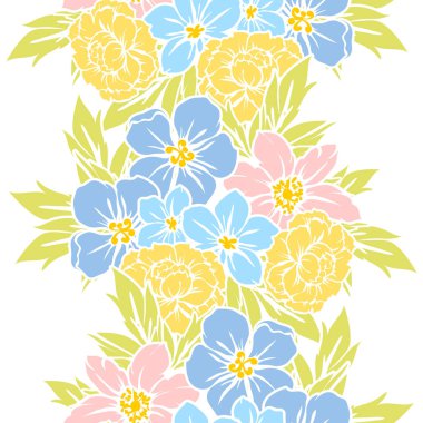 Sorunsuz vintage tarzı çiçek deseni. Renkli çiçek öğeleri