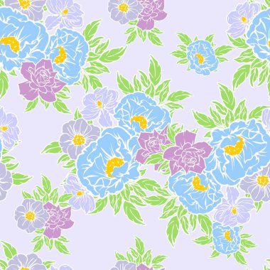 Sorunsuz vintage tarzı çiçek deseni. Renkli çiçek öğeleri