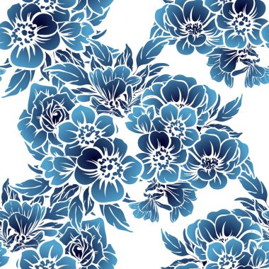 Sorunsuz vintage tarzı tek renkli renkli çiçek deseni. Çiçek öğeleri.