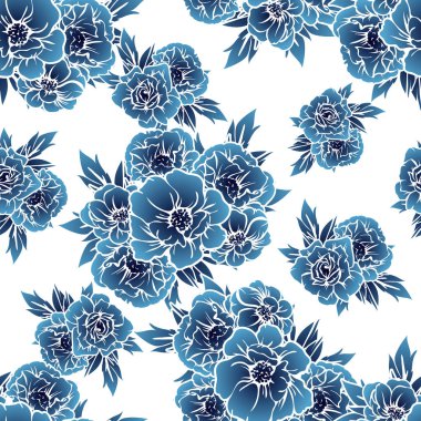 Sorunsuz vintage tarzı tek renkli renkli çiçek deseni. Çiçek öğeleri.