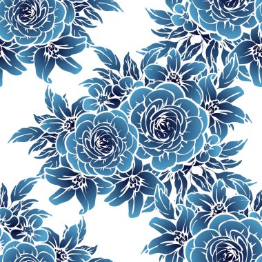 Sorunsuz vintage tarzı tek renkli renkli çiçek deseni. Çiçek öğeleri.