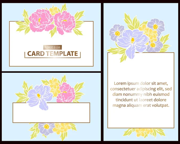 Conjunto Tarjetas Boda Flores Estilo Vintage Elementos Marcos Florales — Vector de stock