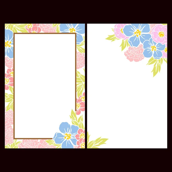 Vintage Style Flower Wedding Cards Set Floral Elements Frames — Stock Vector