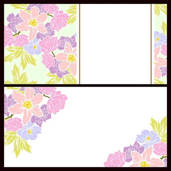 Klasik çiçek düğün kartları seti. Çiçek elementleri ve çerçeveleri.