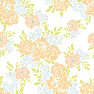 Sorunsuz vintage tarzı çiçek deseni. Renkli çiçek öğeleri