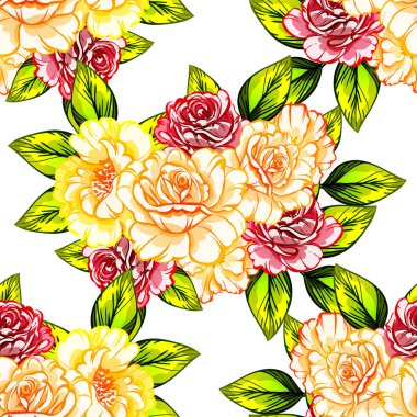 Sorunsuz vintage tarzı çiçek deseni. Renkli çiçek öğeleri