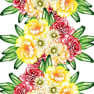 Sorunsuz vintage tarzı çiçek deseni. Renkli çiçek öğeleri