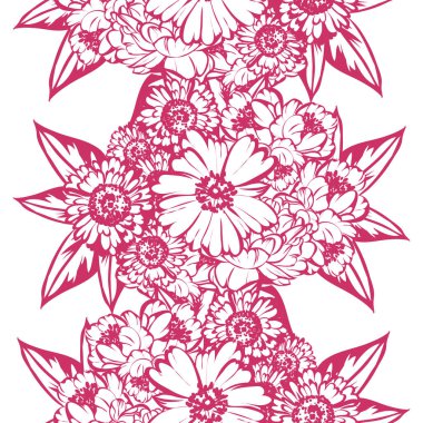 Sorunsuz vintage tarzı tek renkli renkli çiçek deseni. Çiçek öğeleri.