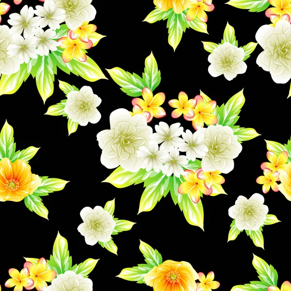 Patrón Flores Estilo Vintage Sin Costuras Elementos Florales Color — Vector de stock