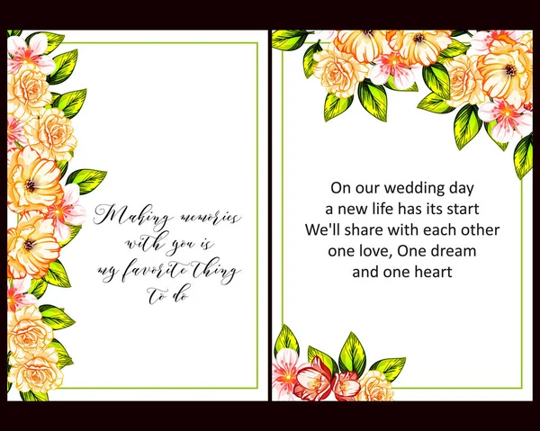 Conjunto Tarjetas Boda Flores Estilo Vintage Elementos Marcos Florales — Vector de stock