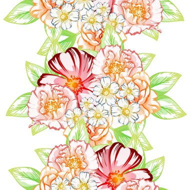 Sorunsuz vintage tarzı çiçek deseni. Renkli çiçek öğeleri