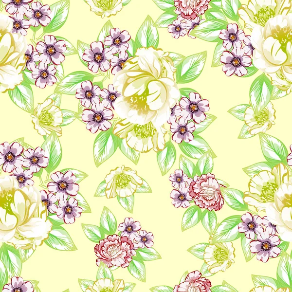 Nahtlose Blumenmuster Vintage Stil Florale Elemente Farbe — Stockvektor