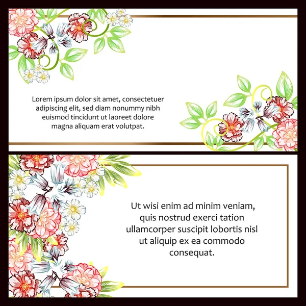 Style Vintage Cartes Mariage Fleurs Ensemble Eléments Floraux Cadres — Image vectorielle