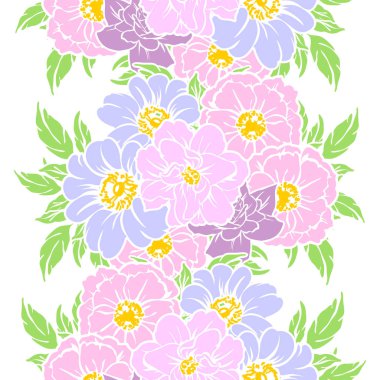 Sorunsuz vintage tarzı çiçek deseni. Renkli çiçek öğeleri