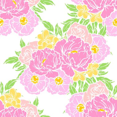 Sorunsuz vintage tarzı çiçek deseni. Renkli çiçek öğeleri