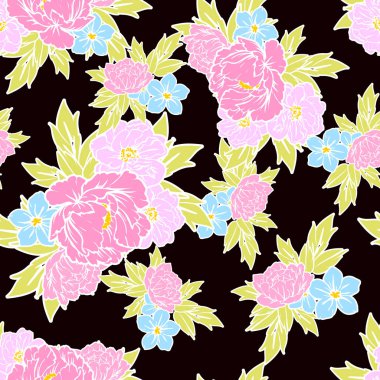 Sorunsuz vintage tarzı çiçek deseni. Renkli çiçek öğeleri