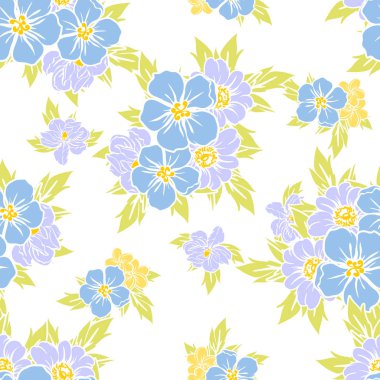 Sorunsuz vintage tarzı çiçek deseni. Renkli çiçek öğeleri