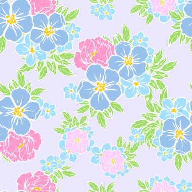 Sorunsuz vintage tarzı çiçek deseni. Renkli çiçek öğeleri