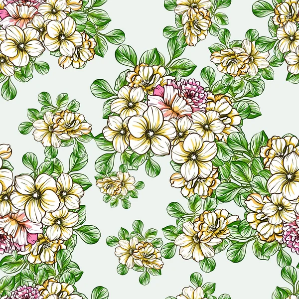 Nahtlose Blumenmuster Vintage Stil Florale Elemente Farbe — Stockvektor