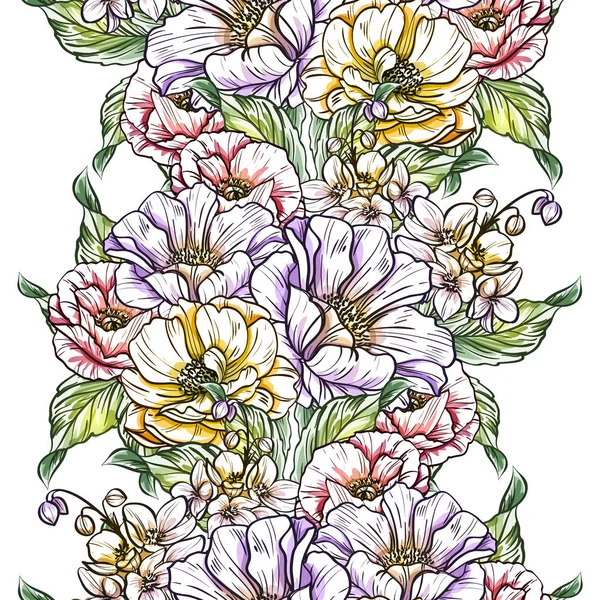 Nahtlose Vintage Stil Bunte Blumenmuster Florale Elemente Farbe — Stockvektor